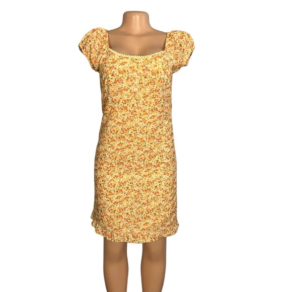 Byer Too Vintage Y2K Orange and Pink Embroidered Dainty Floral Mini Dress - Picture 2 of 13